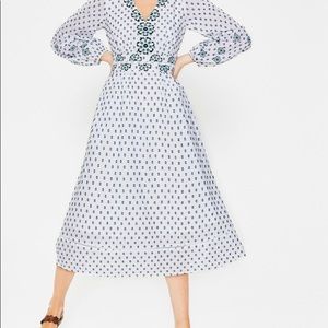 NWT Boden Flossie Embroidered Midi Dress
